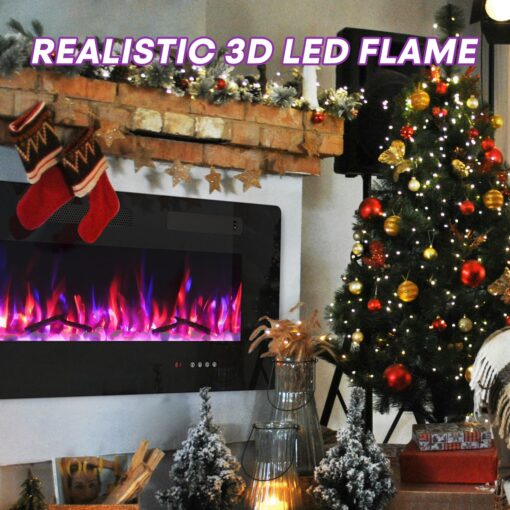 Cloud Mountain 60" Electric Fireplace，Wall-Mounted Heater with Timer Remote, Adjustable Flame for Living Room Bedroom，Black - Image 7