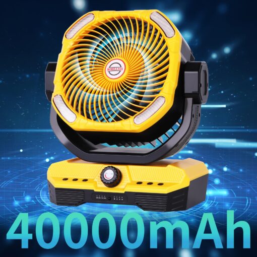 WESTTREE Battery Powered Fan Powerful Airflow Battery Operated Fan Air Circulator Fan for Bedroom,Quiet & 360°Auto Oscillating Fan Rechargeable Fan Camping Fan with LED Light (RGBW) - Image 7