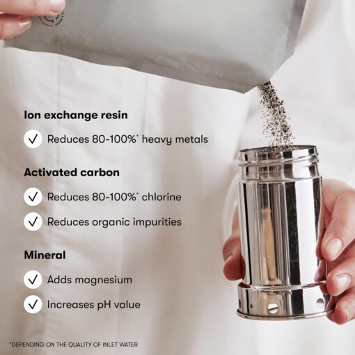 aarke Purifier Regular - 1.18 L Glass Water Filter Pitcher Bundle, Refillable Stainless Steel Filter, BPA-Free, Includes (3-Pack) Refill Enriched Granules, Reduce Heavy Metals and Adds Minerals - Image 6