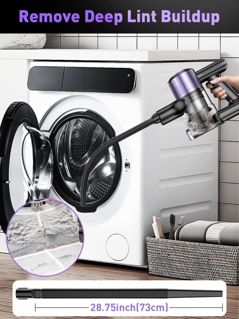Cordless Vacuum Cleaner, 33Kpa 10-in-1 Stick Vacuum with Extra-Long Hose, Anti-Tangle Brush, Green LED Light, Lightweight Rechargeable Vacuum Cleaner for Home,Hardwood Floors,Carpets,Dryer,Vent - Image 7