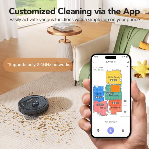 Robot Vacuum and Mop with Self-Empty Dock, 60-Day Capacity, 5500Pa Suction, LiDAR Mapping, 120-Min Runtime, Custom Schedule, Alexa & WiFi/App Compatible, Ideal for Pet Hair, Carpets, and Hard Floors - Image 4