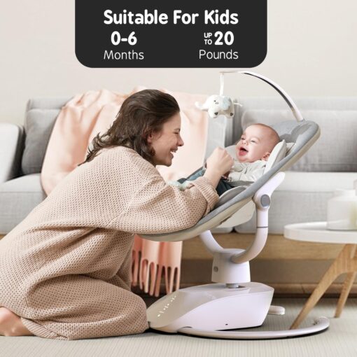 Baby Swing for Infants, Electric Baby Swing with Remote Control, 5 Motions & 4 Speeds, Infant Swings with 8 Lullabies, and 180° Rotating Seat, Indoor & Outdoor Use - Image 3