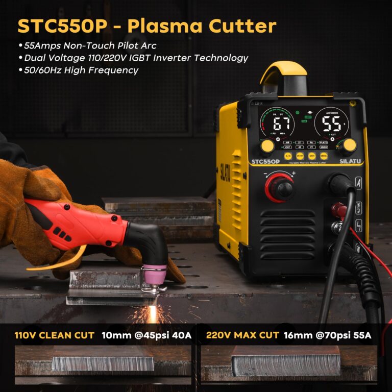 SILATU 55Amps Plasma Cutter, Large LED Display, Non-Touch Pilot Arc, Air Sensor Technology, 110/220V Dual Voltage IGBT Inverter Plasma Cutter Machine, 1/2'' Clean Cutting Thickness - Image 5