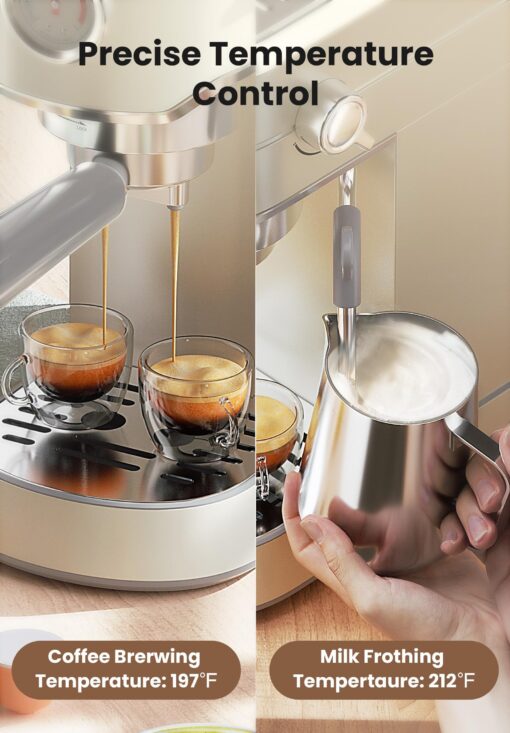 Gevi Commercial Espresso and Coffee Makers, Professional Espresso Maker Latte Machine with Milk Frother, Stainless Steel Expresso Coffee Machines for Home, Compact Cappuccino Machine, Great Gift - Image 3