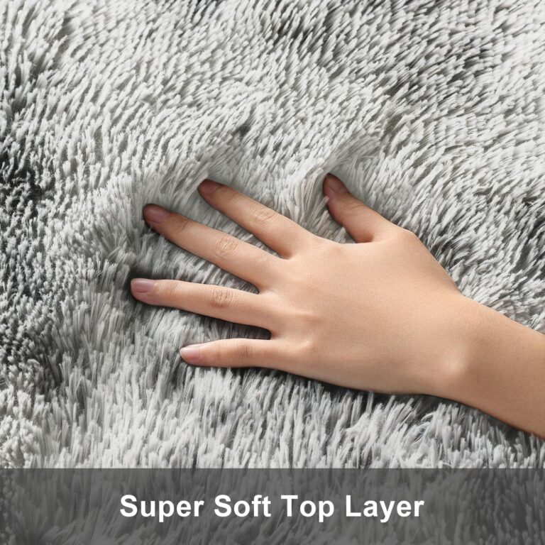 Ophanie Area Rugs 9x12 Living Room, Large Tie-Dyed Grey&White Bedroom Carpet, Big Shag Indoor Thick Soft Nursery Rug, Fluffy Carpets for Boy and Girls Room Dorm Home Decor Aesthetic - Image 6