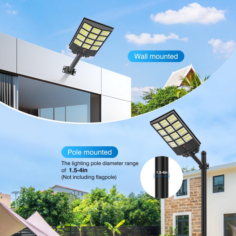 3000W Solar Street Lights Outdoor, Wide Angle Commercial Solar Lights Outdoor Dusk to Dawn, 6500K Flood Light Outdoor with Motion Sensor, IP66 Waterproof LED Street Light for Parking Lot, Yard 2PACK - Image 5