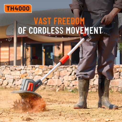 Cordless Tiller for Gardening 360 RPM Rototiller TH4000 Cultivator TaskStar Electric Garden Tiller Battery Powered Total 4000mAh,48 Heavy-Duty Steel Tines for Smooth Ground Breaking,Tending,Composting - Image 5