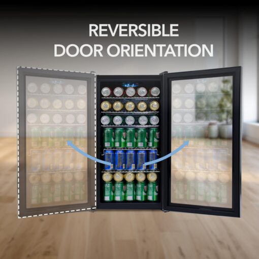 Whynter Beverage Refrigerator with Double-Layer Glass Door, 127-Can Freestanding Drink Mini Fridge, BR-130SB, 3.1 Cubic Feet, Stainless Steel - Image 3