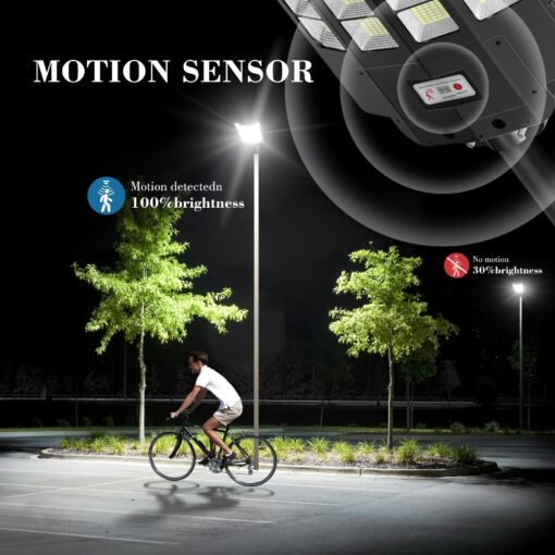 OKPRO 9800W Solar Street Lights Outdoor - 7000K Wide Angle Solar Lights Outdoor with Motion Sensor & Dusk to Dawn, IP66 Waterproof Solar Powered Outdoor Lights for Roadway Yard - Image 4