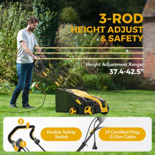 2025 Upgraded EVEAGE 16-Inch 15 Amp Electric Dethatcher & Scarifier, 5-Position Depth Adjustment, 14.5gal Collection Bag, Increases Lawn Health, EDS16S - Image 6