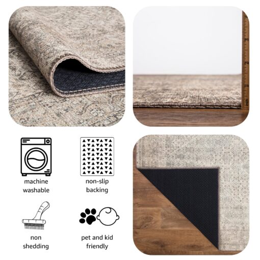 Keen Home Design 8x10 Rug - Machine Washable Area Rug with Non-Slip Backing, Ideal for Living Room, Dining Room, Bedroom - Vintage, Easy Clean, Durable, Low Pile Rug - (8' x 10') - Image 3