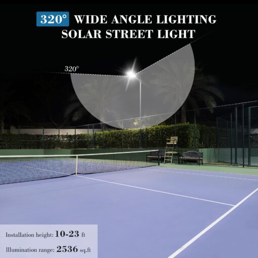 OKPRO 9800W Solar Street Lights Outdoor - 7000K Wide Angle Solar Lights Outdoor with Motion Sensor & Dusk to Dawn, IP66 Waterproof Solar Powered Outdoor Lights for Roadway Yard - Image 8