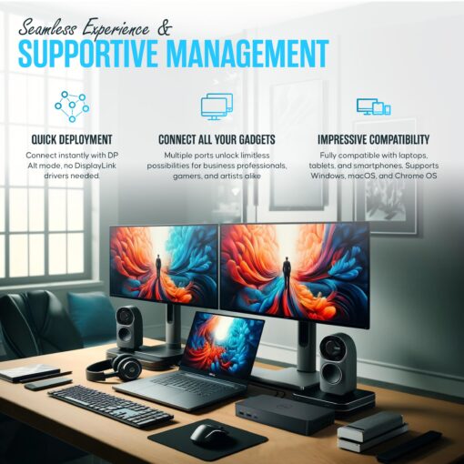Dell UD22 USB-C/USB-A Docking Station - Universal Dell Dock Station Dual Monitor with 130 - HDMI + Display Port + USB Type-C Cable - Supports Upto 4 Monitors & 4K Displays - Image 3