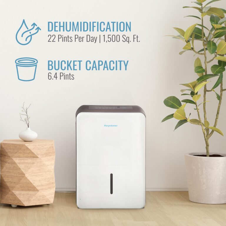 Keystone Energy Star 22-Pint Portable Dehumidifier,115V, Dehumidifier for Large Rooms up to 1,500 Sq.Ft. with Auto-Shutoff & Timer, Quiet Home Dehumidifier and Moisture Absorber - Image 6