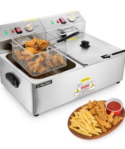 WILPREP 1600W Electric Deep Fryer, 20 lb. Commercial Deep Fryer with Dual Oil Tanks Baskets & Adjustable Temperature, Stainless Steel Electric Countertop Fryer with ETL & ETL Sanitation Certification