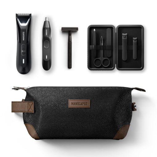 MANSCAPED® The Tool Box 5.0 Ultra with: The Lawn Mower® 5.0 Ultra Groin Groomer, Weed Whacker® 2.0 Nose & Ear Hair Trimmer, The Plow® 2.0, The Shears 3.0 Five Piece Nail Kit, The Shed Toiletry Bag