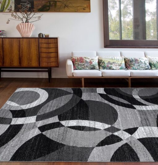 Rugshop Contemporary Abstract Circles Perfect for high Traffic Areas of Your Living Room,Bedroom,Home Office,Kitchen Area Rug 7'10" x 10'2" Gray - Image 2