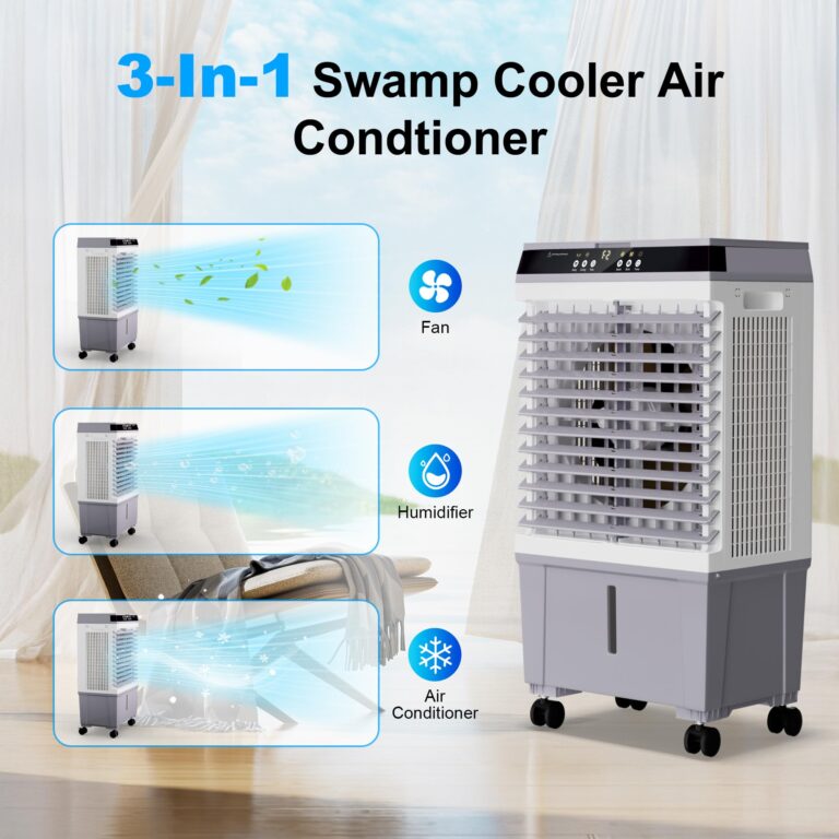 Uthfy Swamp Cooler Air Conditioner, Evaporative Air Cooler with 5.3 Gallon Water Tank, 4 Ice Box, Remote, 12H Timer, 120°Oscillation, Portable Cooling Fan with 3 Speeds for Bedroom Home Office - Image 5