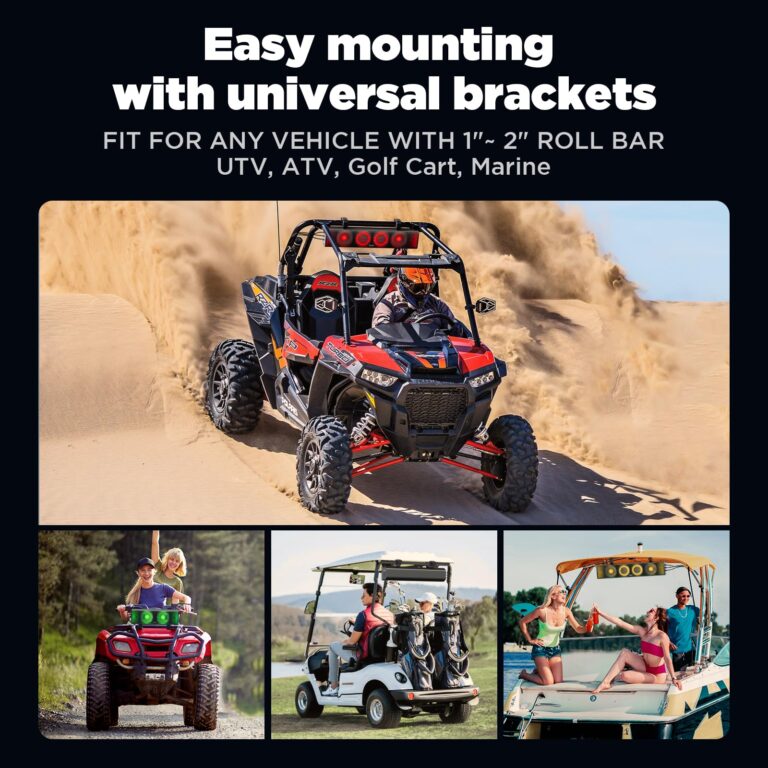 Ehaho 25 Inch UTV Sound Bar, ATV SoundBar Bluetooth with RGB Lighting, IP65 Waterproof Golf Cart Sound Bar, Amplified Powersports SXS SoundBar, UTV Speakers Compatible with Polaris RZR Can-Am - Image 6