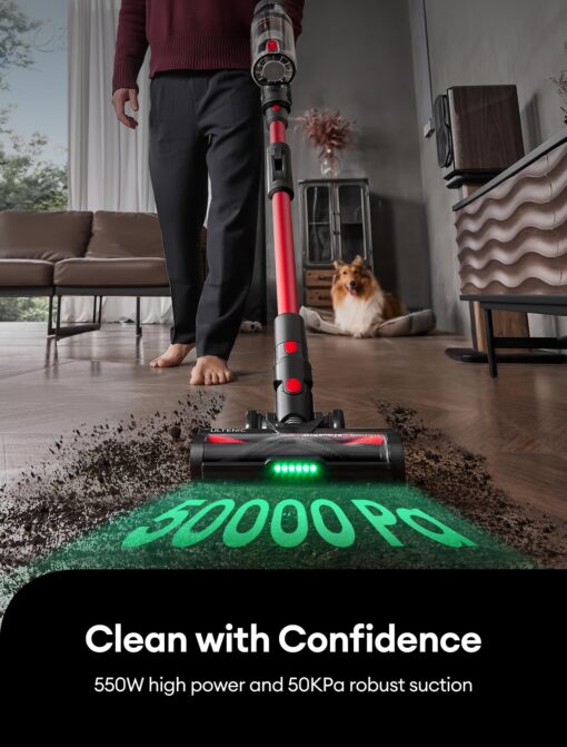 Ultenic Cordless Vacuum Cleaner, 550W/50Kpa, 60Mins Runtime, Stick Vacuum Cordless Rechargeable with 180°Bendable Wand, Anti-Tangle Brush, Vacuum Cleaners for Home/Pet Hair/Carpet/Floor U16 - Image 9