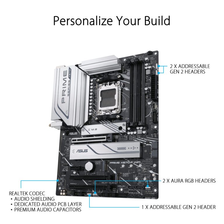 ASUS Prime X670-P WiFi AMD X670 AM5 Ryzen™ Desktop 9000 8000 & 7000 ATX Motherboard with Three M.2 Slots, DDR5, USB 3.2 Gen 2x2 Type-C®, USB4® Support, WiFi 6 and 2.5Gb Ethernet - Image 5