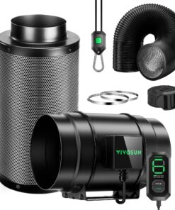 VIVOSUN Smart Air Filtration G8 Kit 8", AeroZesh G8 Inline Duct Fan with E12 Speed Controller, Carbon Filter & 25' Ducting, Cooling & Ventilation System for Grow Tents, Indoor Gardening, Hydroponics