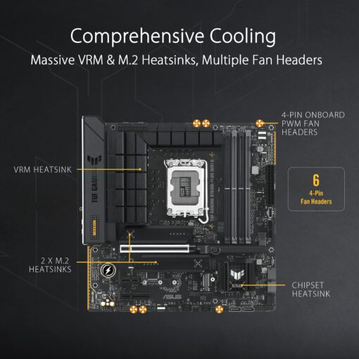 TUF Gaming B760M-PLUS WiFi II Intel B760 LGA 1700 mATX Motherboard (PCIe 5.0,4.0 M.2 Slots,DDR5,WiFi6E,Q-Antenna,2.5Gb Ethernet,DisplayPort,HDMI, SATA 6Gbps,USB 20Gbps) Support, Aura Sync - Image 12