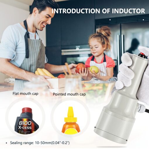 NEWTRY Induction Bottle Cap Sealer 10-50mm Handheld Heat Sealing Machine with Counting Function for Plastic Glass Bottles of Flat and Pointed Cap (110V) - Image 5