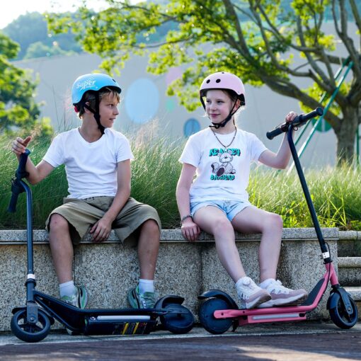 iScooter IK3 Electric Scooter for Kids Ages 6-12, 150W Motor, LED Display, 3 speeds Adjustable, Colorful Lights, Double Brake, Kids Electric Scooter with Magnetic Charging, Light Pink (Black) - Image 2