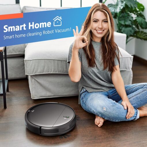 MAMNV Robot Vacuum and Mop Combo, WiFi/App, Robotic Vacuum Cleaner with Schedule, 2 in 1 Mopping Robot Vacuum with Watertank and Dustbin, Self-Charging, Slim, Ideal for Hard Floor, Pet Hair, Carpet - Image 2
