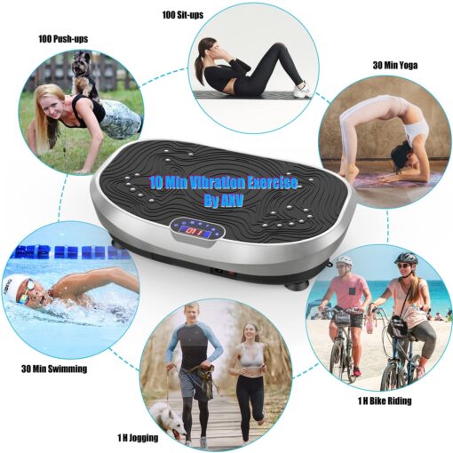 AXV Vibration Plate Exercise Machine Whole Body Workout Music Vibrate Fitness Platform Lymphatic Drainage Machine for Weight Loss Shaping Toning Wellness Home Gyms Workout - Image 7