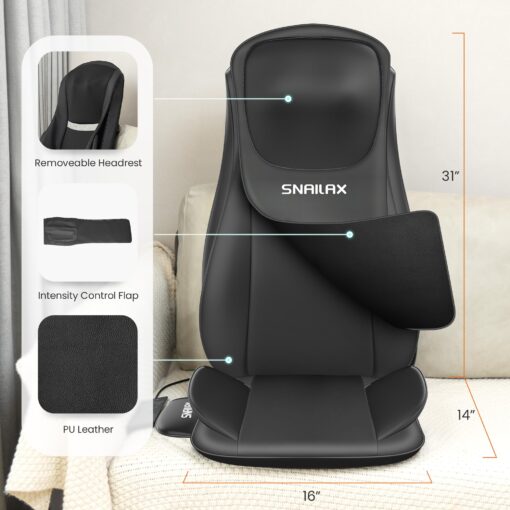 Snailax Shiatsu Neck Back Massager with Heat, Massage Chair Pad with Compression, Full Body Chair Seat Massager for Neck, Back and Shoulders, Gifts for Men, Women - Image 4