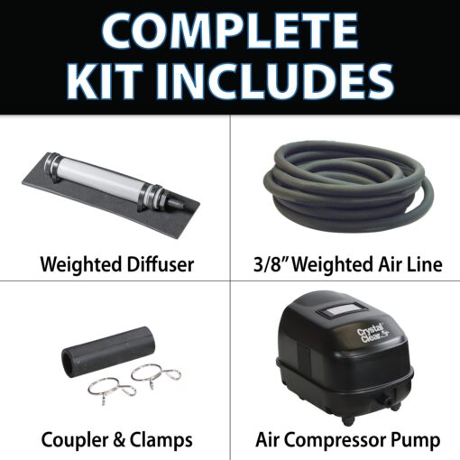 CrystalClear KoiAir Mini, Complete Pond Aeration Kit, Water Garden Oxygenation Bubbler System Adds Oxygen to Koi & Fish Ponds, Outdoor Diaphragm Compressor Pump, Air Line & Submersible Diffuser Stick - Image 8