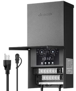 DEWENWILS 600W Low Voltage Landscape Transformer, Photocell Sensor & Timer, 2 Zone, 120VAC to 12/14VAC Outdoor Landscape Transformer, Landscape Lighting Transformer for Outdoor Garden