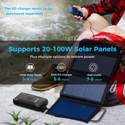 Renogy 72000mAh 266Wh 12v Power Bank with 60W PD, CPAP Battery for Camping, High Capacity Large Camping Power Bank with USB-C DC Wireless Charging & Flashlight, CPAP Battery Backup Power Supply - Image 6
