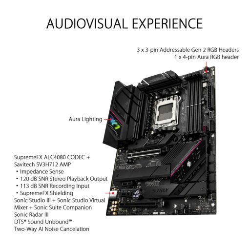 ASUS ROG Strix B650E-F Gaming WiFi AMD B650 AM5 Ryzen™ Desktop 9000 8000 & 7000 ATX Motherboard, 12+2 Power Stages, DDR5, 3X M.2 Slot, PCIe® 5.0, WiFi 6E, 2.5G LAN, USB 3.2 Gen 2x2 Type-C®, Aura Sync - Image 5