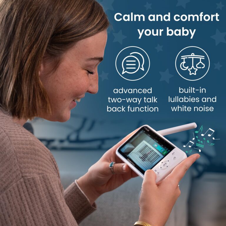 Babysense Prisma Baby Monitor with Camera and Audio, 5” HD Video Baby Monitor with 2 Cameras, 6-Color Night Light, Split Screen, Sound Machine with White Noise & Lullabies, Secure No WiFi - Image 3