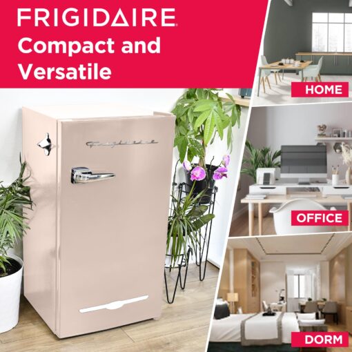Frigidaire Retro Compact Fridge with Chiller, 3.2 cu ft Countertop Fridge with Built-In Bottle Opener, Compact Refrigerator for Office, Bedroom, Dorm Room or Cabin - 16.5" D x 19" W x 31" H (Coral) - Image 6