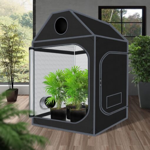 5x5 Grow Tent, 60"x60"x72" Roof Cube Plant Grow Tent, Indoor Growing Tent with Observation Windows, Lightproof Roof Cube Tent with Floor Tray, Mylar Hydroponic Tent - Image 9