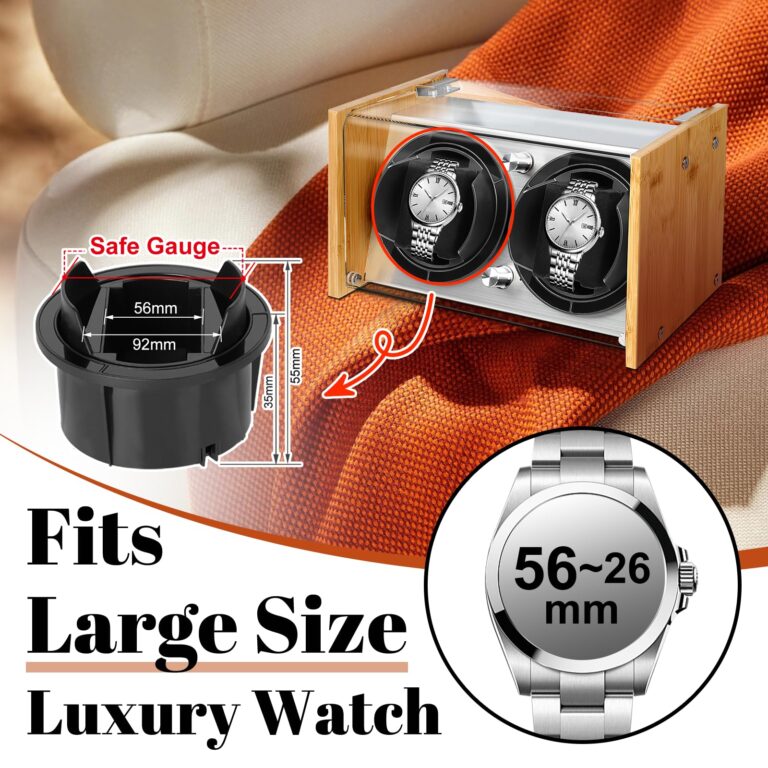 Watch Winder for 2 Automatic Watches - Bamboo Watches Winder Box with Quiet Motor 4 Rotation Mode Setting by Watch Winder Smith - Image 6