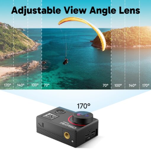 AKASO V50 Elite 4K60fps Action Camera with 128GB MicroSDXC U3 Memory Card Accessories Kit Bundle Voice Control EIS 131 feet Waterproof Camera 8X Zoom Remote Control - Image 4