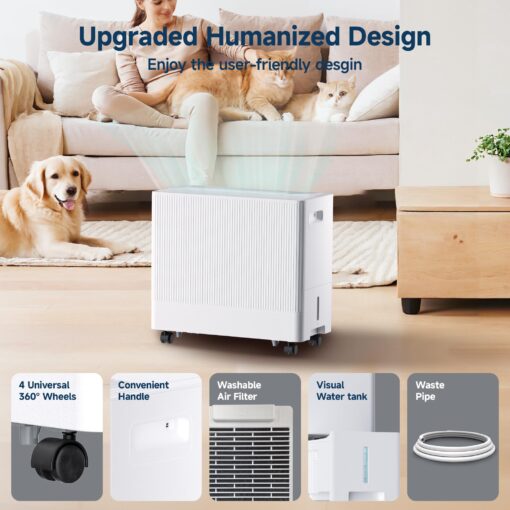 35 Pints Dehumidifier for Basement with Drain Hose,3000 Sq.Ft Dehumidifiers for Home,With 24-Hour Timer Function,Automatic Defrost,Multiple Dehumidification Modes,Suitable for Large Rooms - Image 2