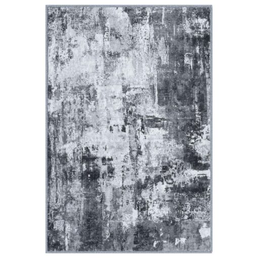 KOZYFLY Modern Abstract Area Rug 8x10 Gray Washable Large Living Room Rugs Bedroom Non Skid Carpet with Faux Wool Soft Low Pile for Dining Room Living Room Office Dorm Kitchen Table Apartment - Image 2