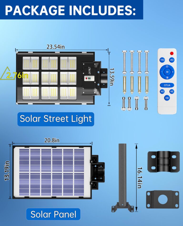 JAYNLT Y-3600W Solar Street Lights Outdoor,360000LM 6500K Parking Lot Lights Commercial, Waterproof Dusk to Dawn Solar Security Flood Lamps Motion Sensor for Driveway,Basketball Court - Image 2