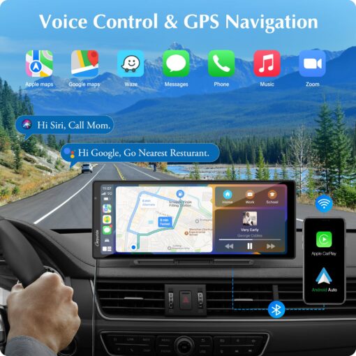 2025 Carpuride W903 Wireless Carplay & Android Auto with Dash Cam - 9.3" HD IPS Touch Car Play Screen for Car, 4K Front & 1080P Rear Camera, Loop Recording, Bluetooth Audio, Mirror Link, GPS, Siri - Image 7