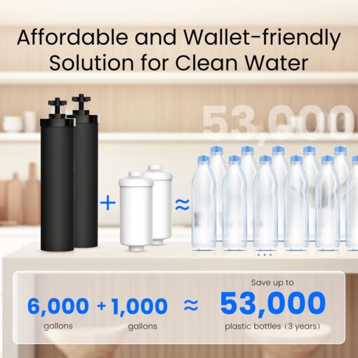 Waterdrop 1.5 Gallons Gravity-fed Water Filter System, NSF/ANSI 42&372 Standard, Stainless-Steel Travel System with 4 Filters, Metal Spigot and Stand, Reduces Up to 99% Chlorine-King Tank Series - Image 4