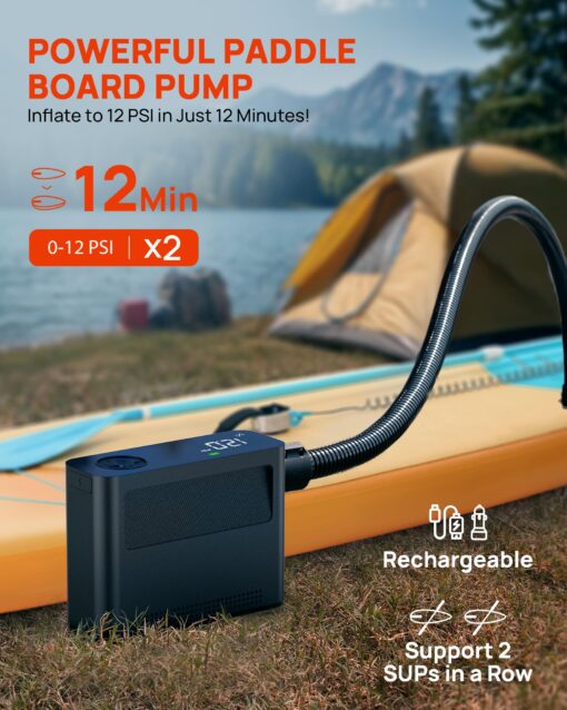 WindGallop Paddle Board Pump Tire Inflator Portable Air Compressor 150PSI, 4X Faster Electric Air Compressor 9 Pump Modes, All-in-One Auto Air Pump for Car Tires Motor Bike Ball SUP Tent Kayak Float - Image 7