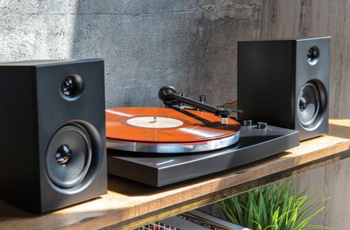 Crosley T150B-BK Modern 2-Speed Bluetooth Turntable System with Variable Weighted Tone Arm and Stereo Speakers, Black - Image 6