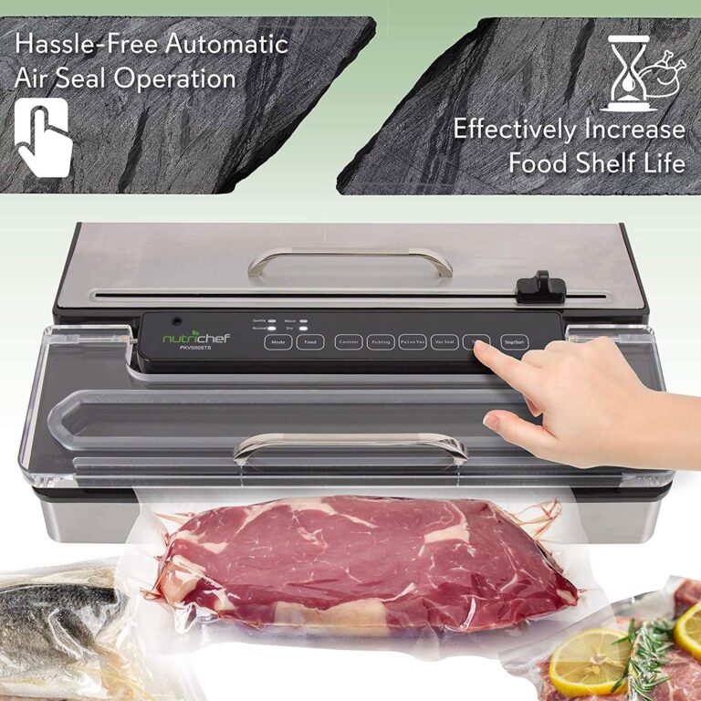 NutriChef PKVS50STS Commercial Grade Vacuum Sealer Machine-400W Automatic Double Piston Pump Air Machine Meat Packing Storage Preservation Sous Vide w/Dry Wet Seal, Vac Roll Bags, Extra Large, Silver - Image 2