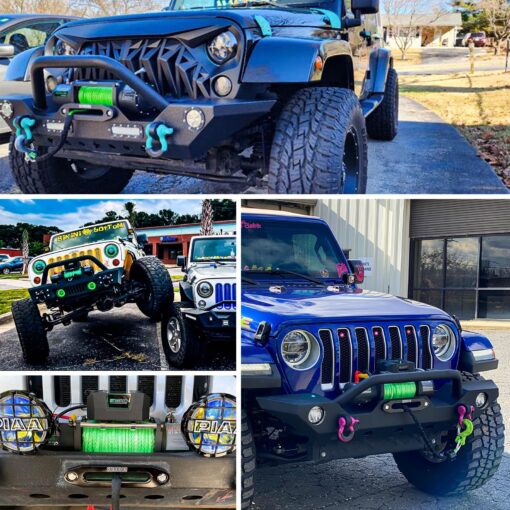 STEGODON Winch 9500lb Winch 12V Waterproof Electric Winch Synthetic Rope Winch with Wireless Remote and Corded Control for Truck SUV Jeep Wrangle (Green Rope) - Image 2